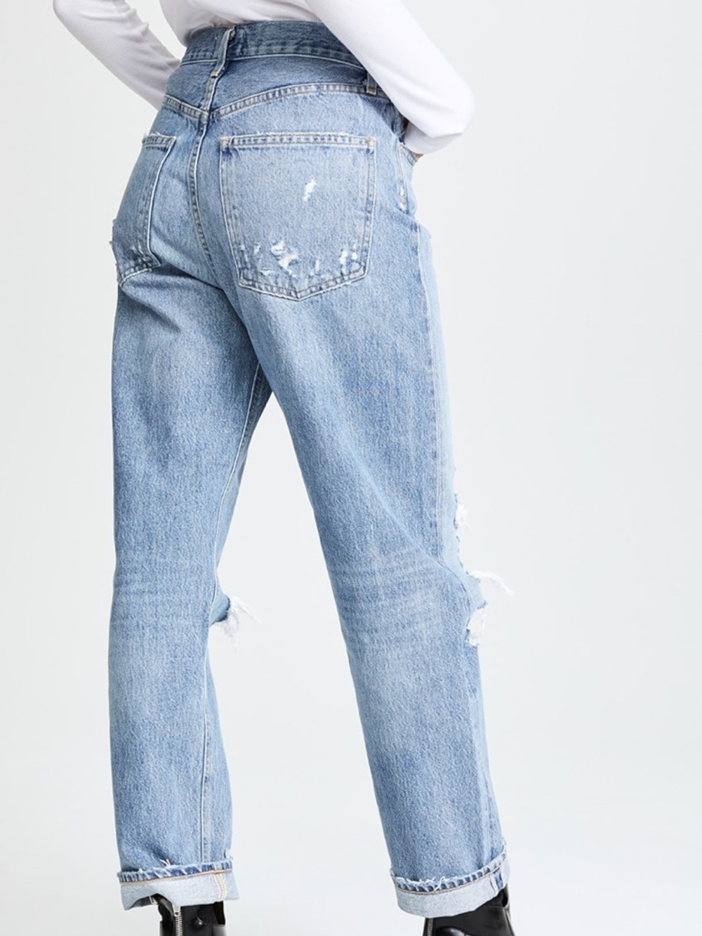Agolde Light Wash 90s Mid Rise Loose Fit Distressed Jeans - 28 W 29 L - Picture 5 of 10